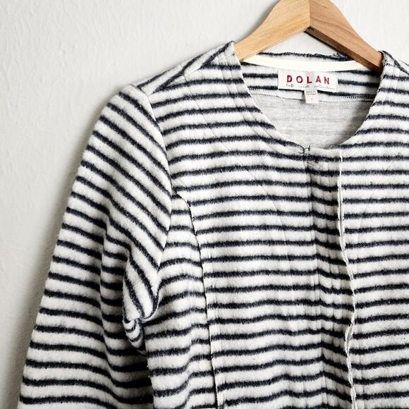 Dolan Anthropologie Left Coast Collection Striped Brushed Fleece Moto Jacket - Picture 8 of 14